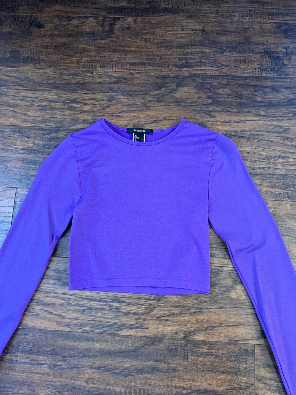 Forever 21 Bright Purple Long Sleeve Crop Top